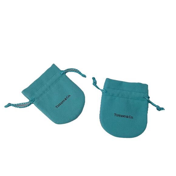 Tiffany & Co Small Blue Drawstring Closure Jewelry Pouch Gift Bag - 2 PIECE - Picture 1 of 4